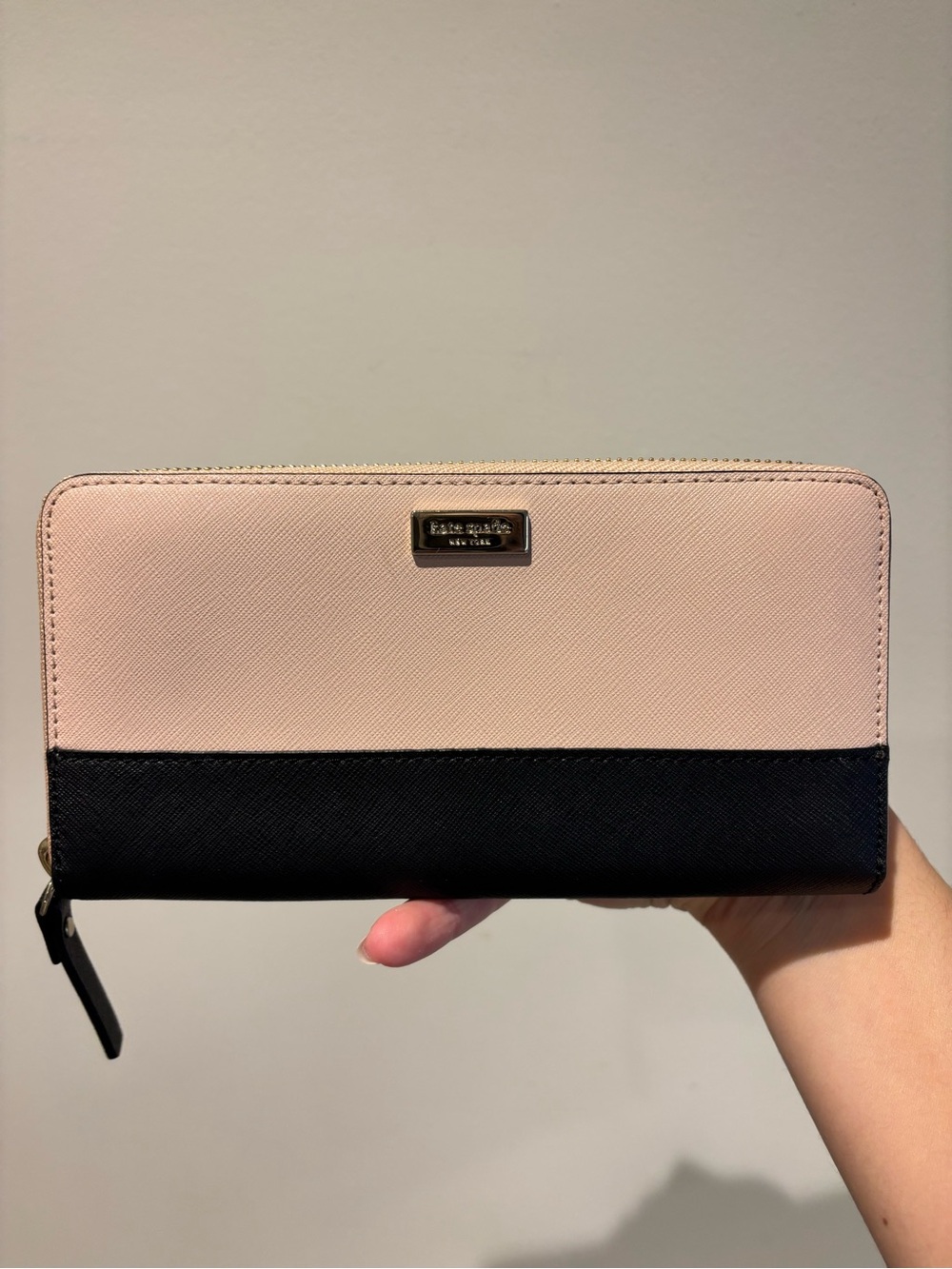 kate spade Two-Tone Pink and Black Zip-Around Wallet